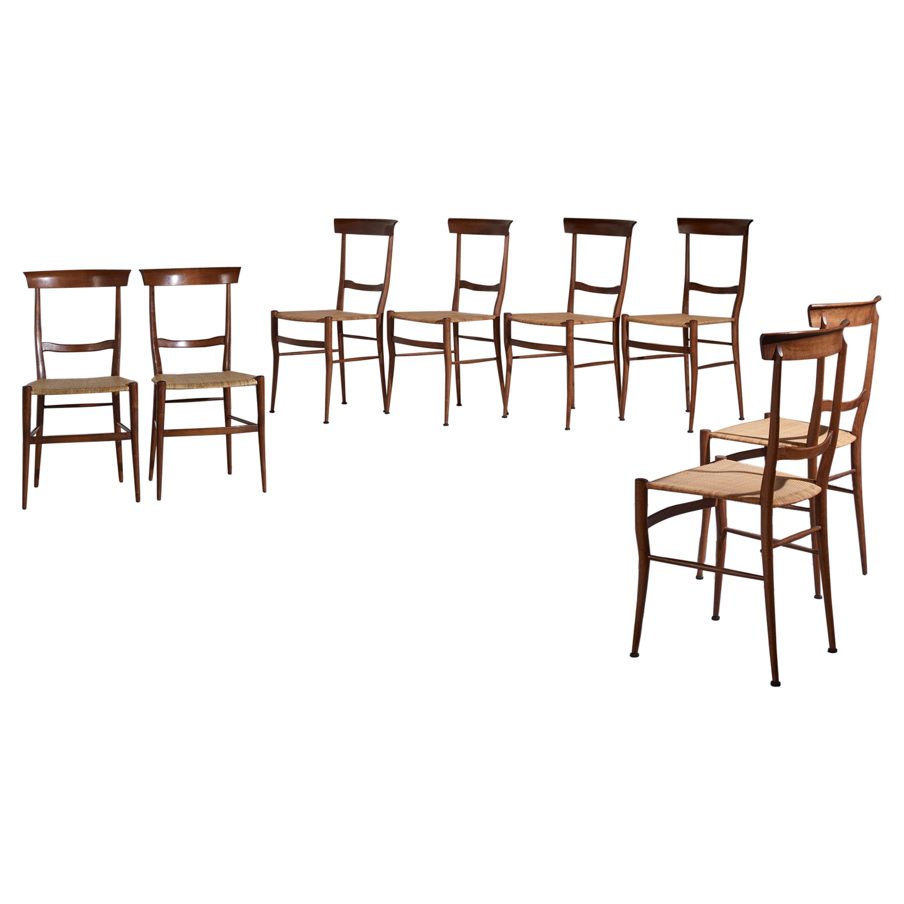 Emanuele Rambaldi, set of 8 'Ramba' dining chairs by Sanguineti Chiavari 1951