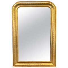 French Louis Philippe Giltwood Mirror with Geometric Pattern