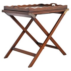Baker Furniture Mid-Century Campaign Mahogany Butler Stand With Removable Tray
