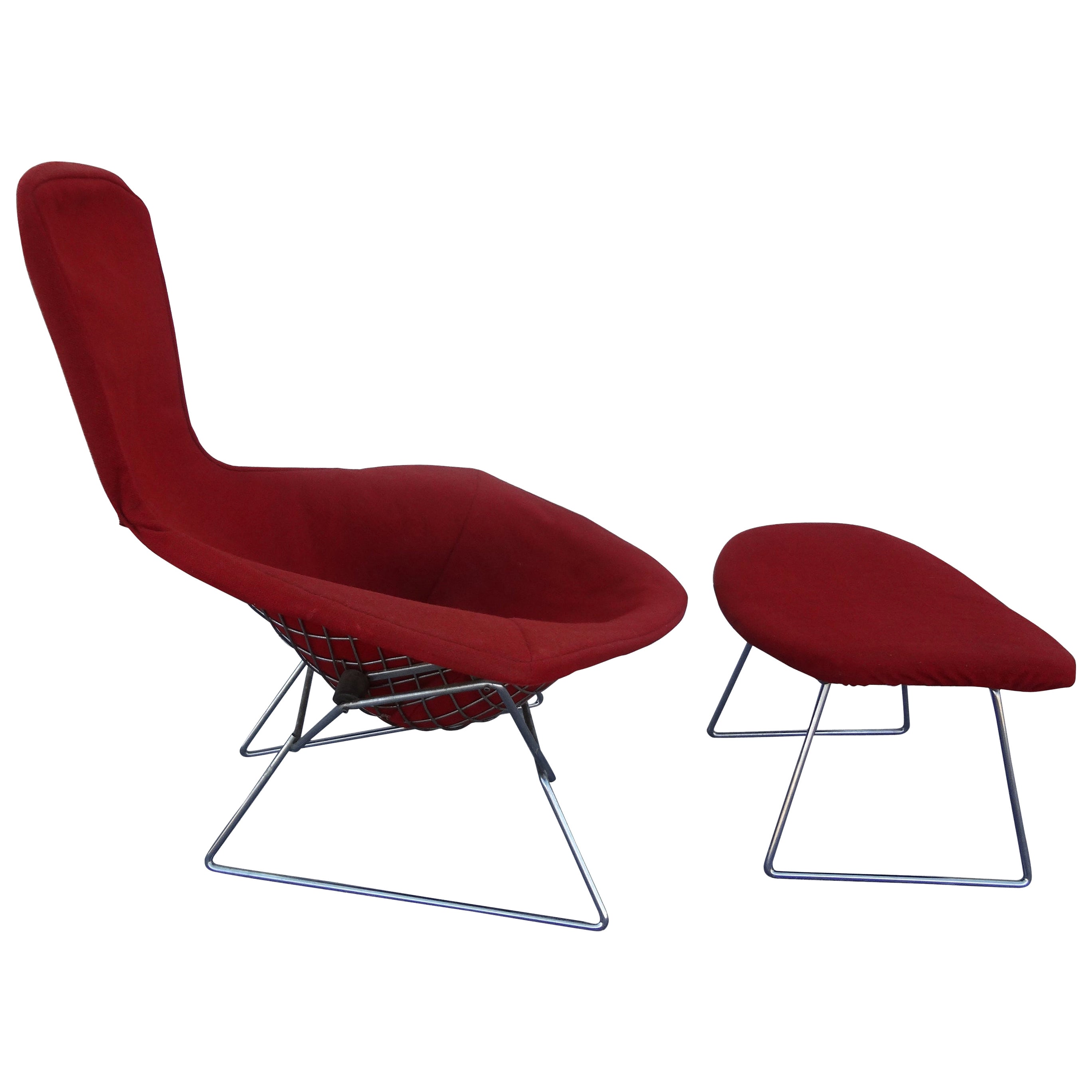 Harry Bertoia for Knoll International Bird Chair and Ottoman For Sale