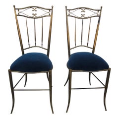 Coppia di sedie di Chiavari in ottone di stile neoclassico italiano