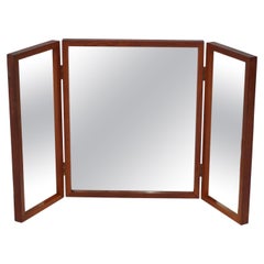 Vintage Danish Modern Tri Fold Teak Mirror by Aksel Kjersgaard