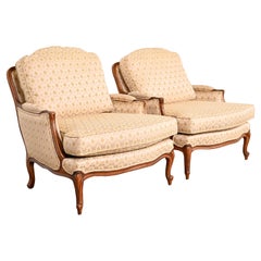 Used Ethan Allen French Provincial Louis XV Bergère Chairs, Pair