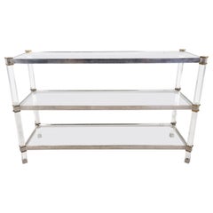 Brass and lucite console table, 1970s