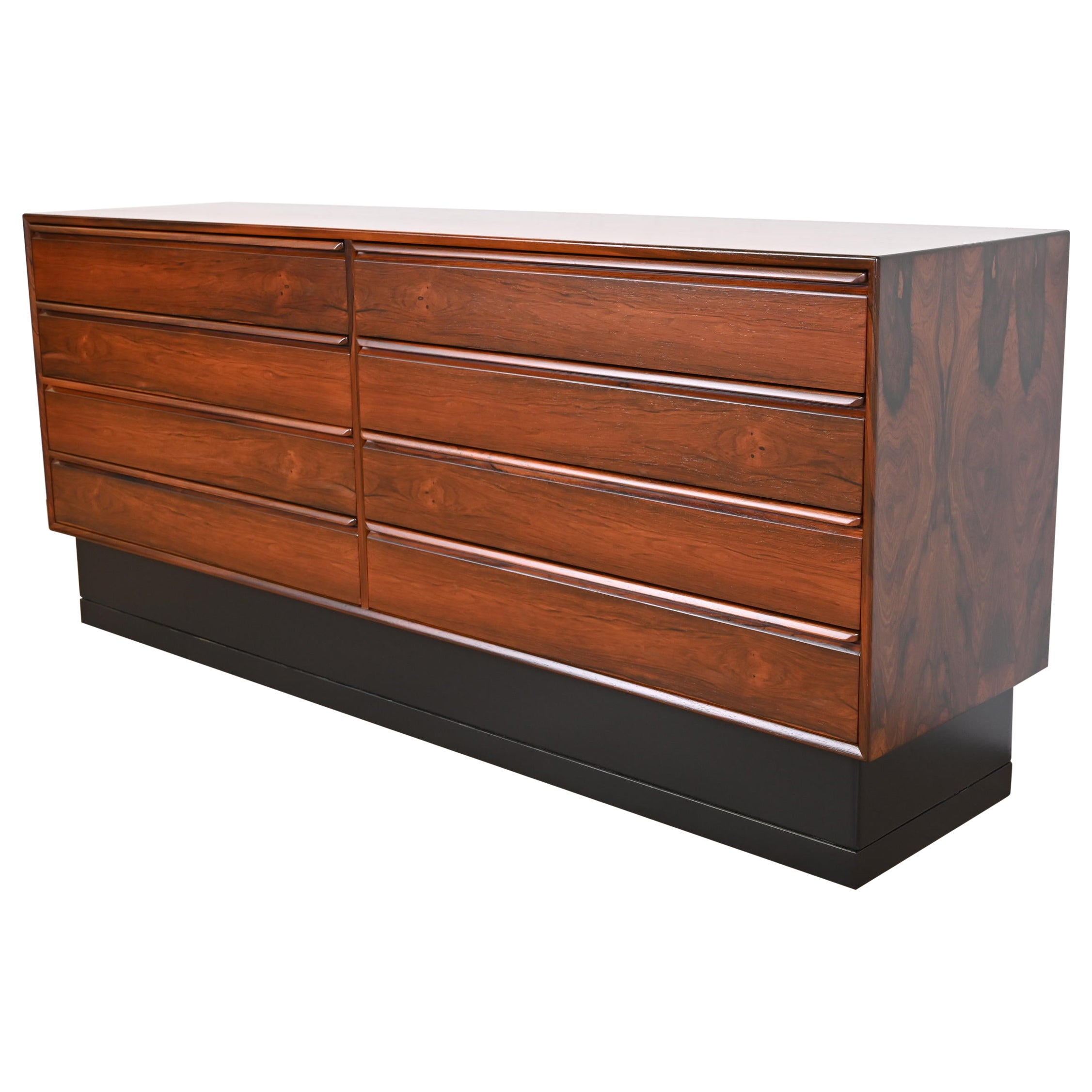 Westnofa Scandinavian Modern Rosewood Dresser or Credenza, Newly Refinished