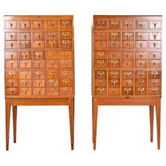 Retro Mid-Century Modern 40-Drawer Oak Library Card Catalogs by Gaylord Bros., Pair