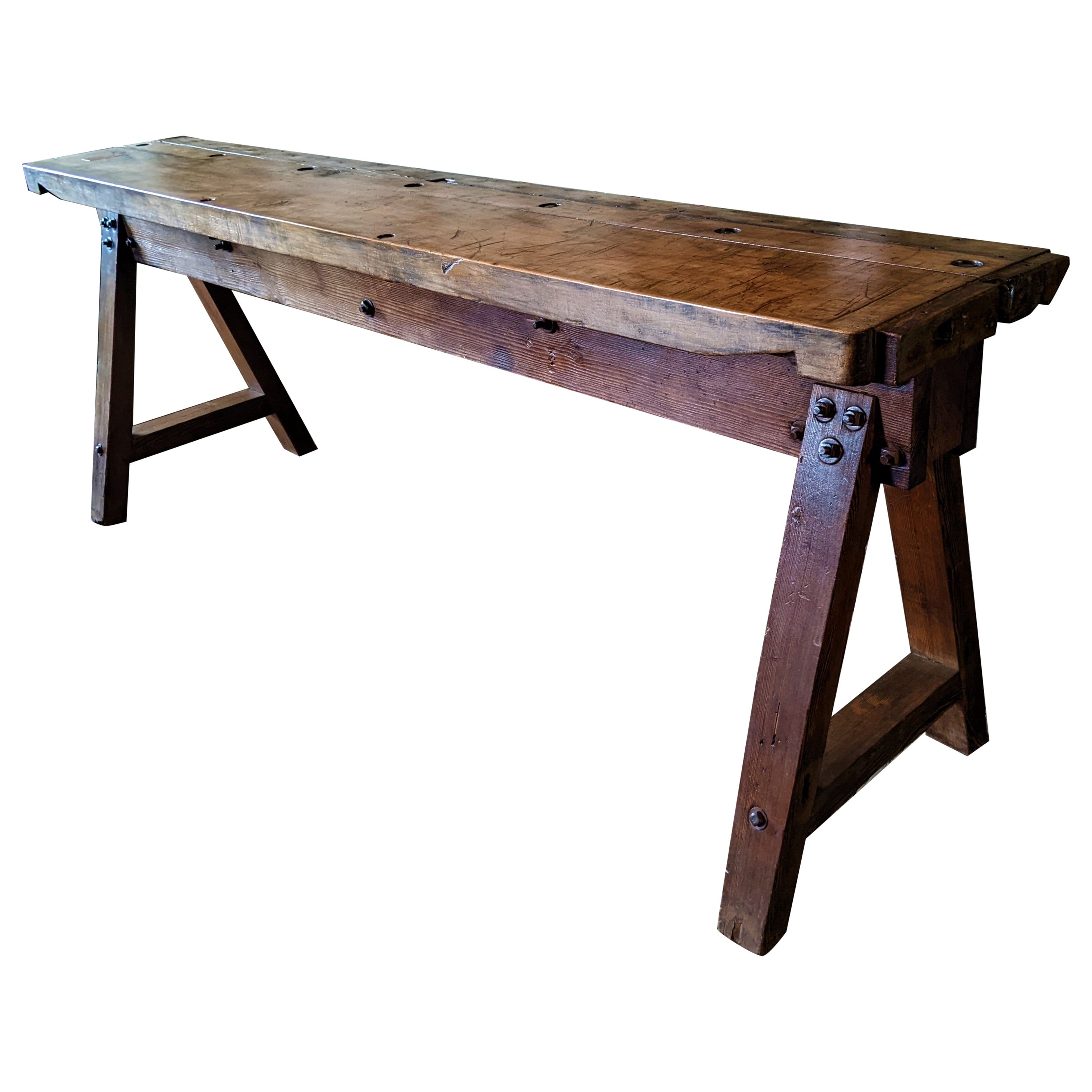 Industrial Marble Top Metal Console Table at 1stDibs marble topped