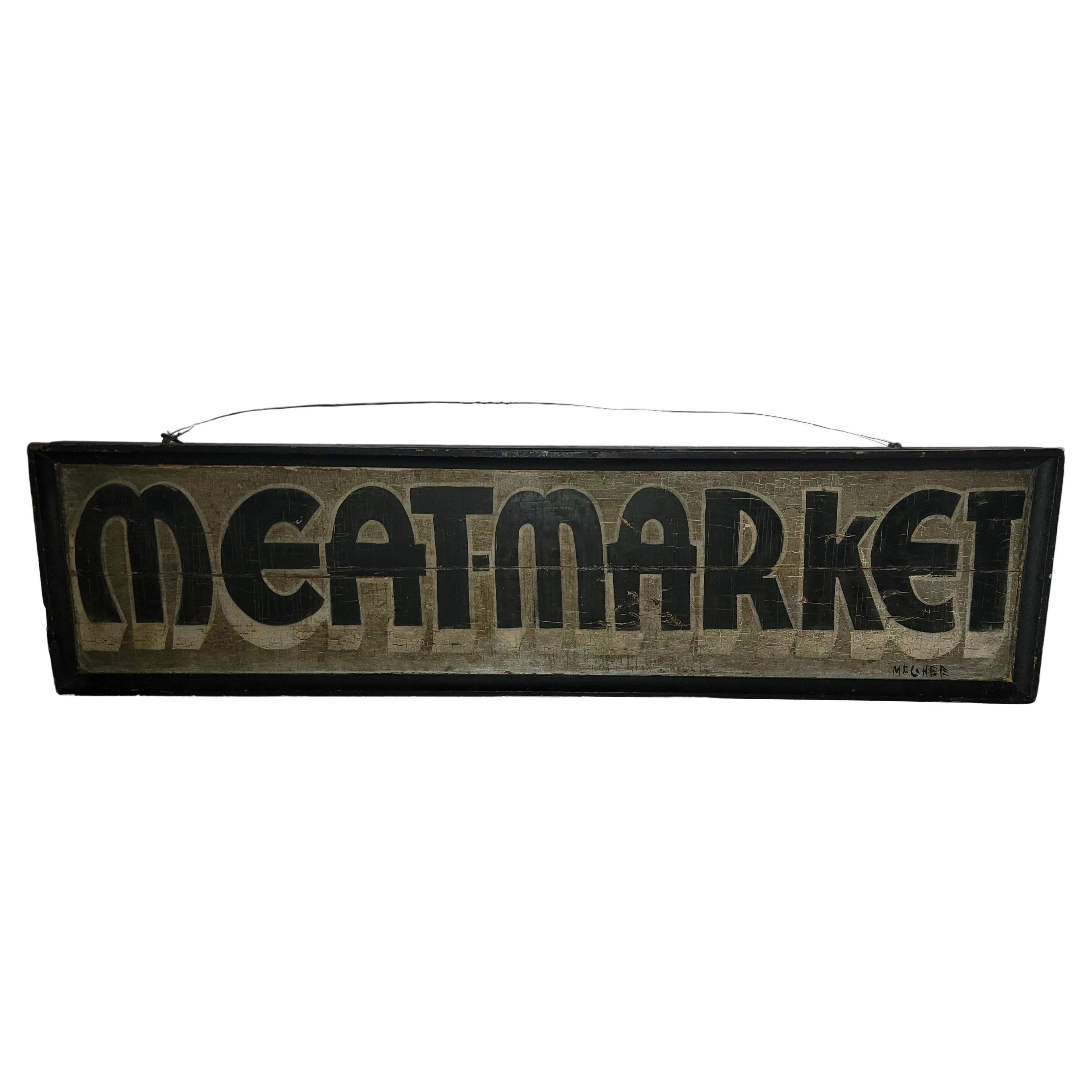 20thc "Meat Market" Trade Sign from Pennsylvania For Sale