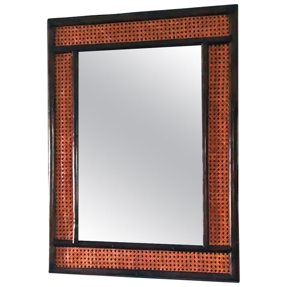 Large Wall Mirror Bamboo and Rattan 