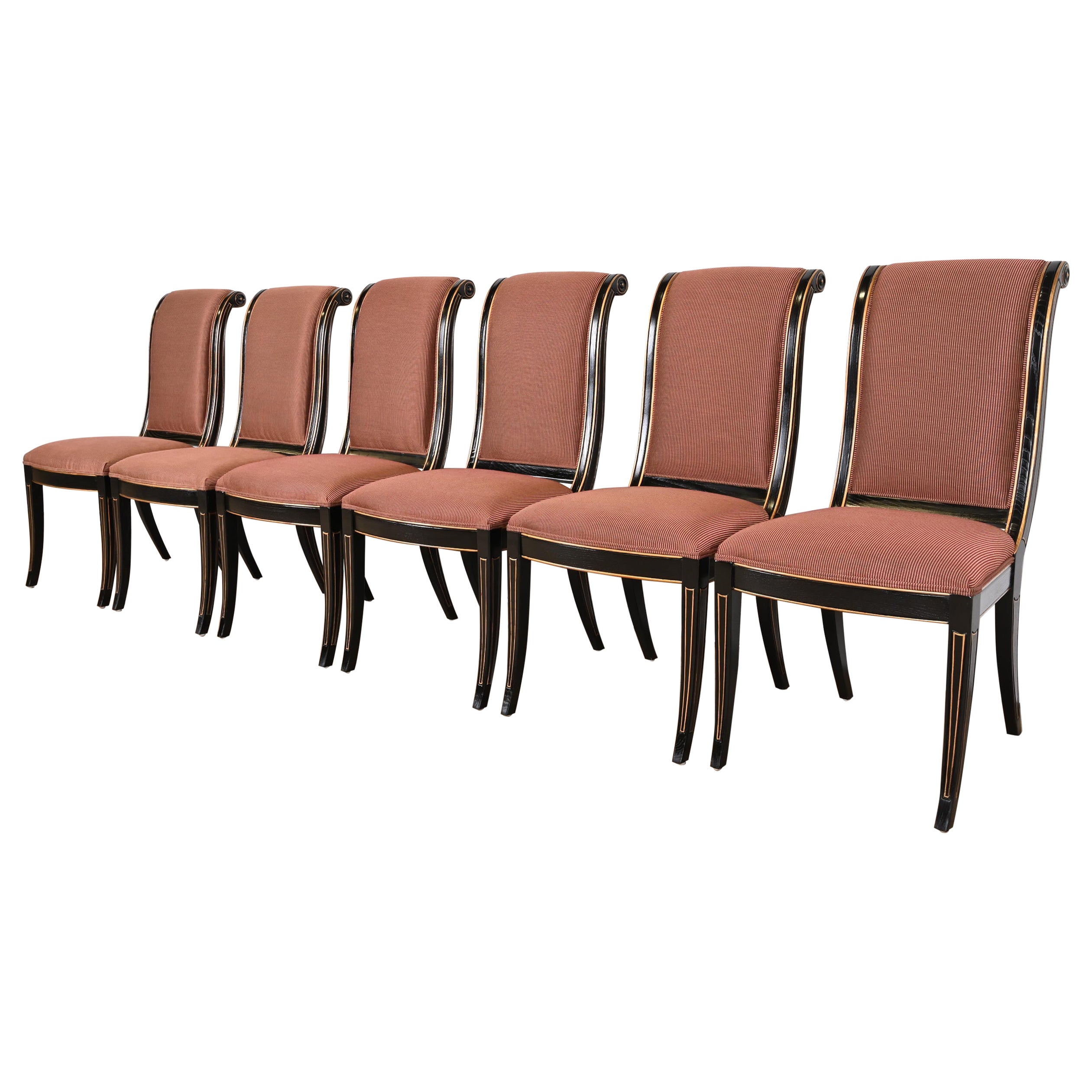 Henredon Regency Ebonized Dining Chairs, Set of Six