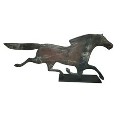 Vintage 20th C Full Body Copper Running Horse Weathervane