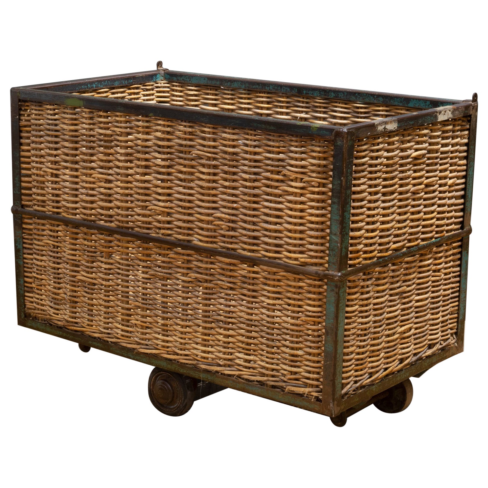 Large Belgian Factory Cotton Rolling Cart, c.1940 For Sale