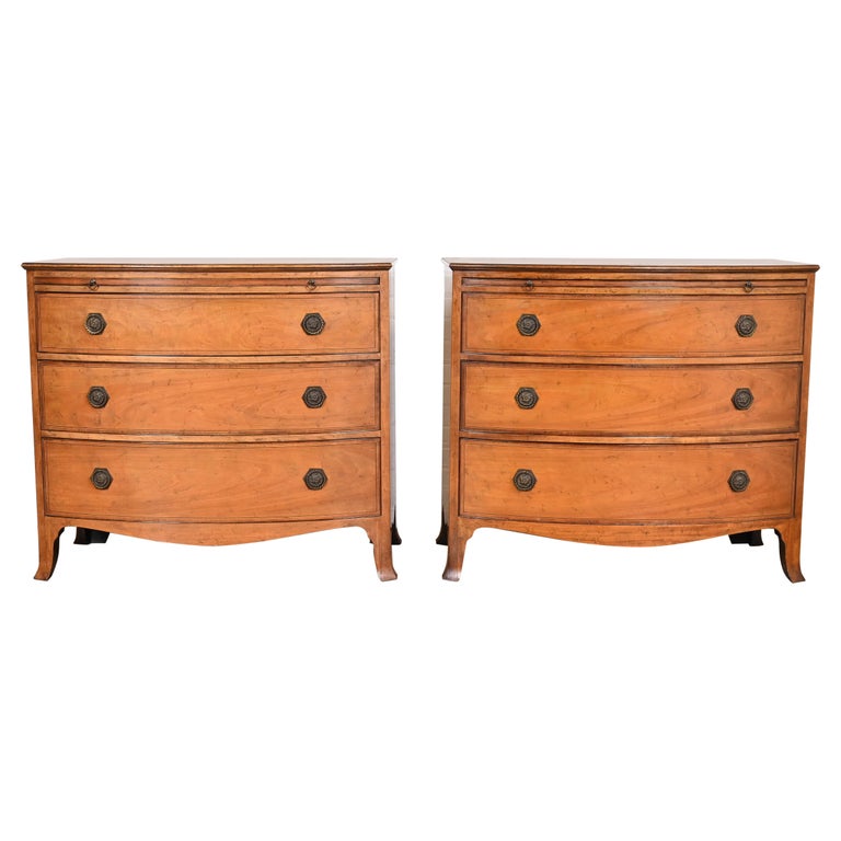 Baker Furniture Inlaid Mahogany Bow Front Bachelor Chests