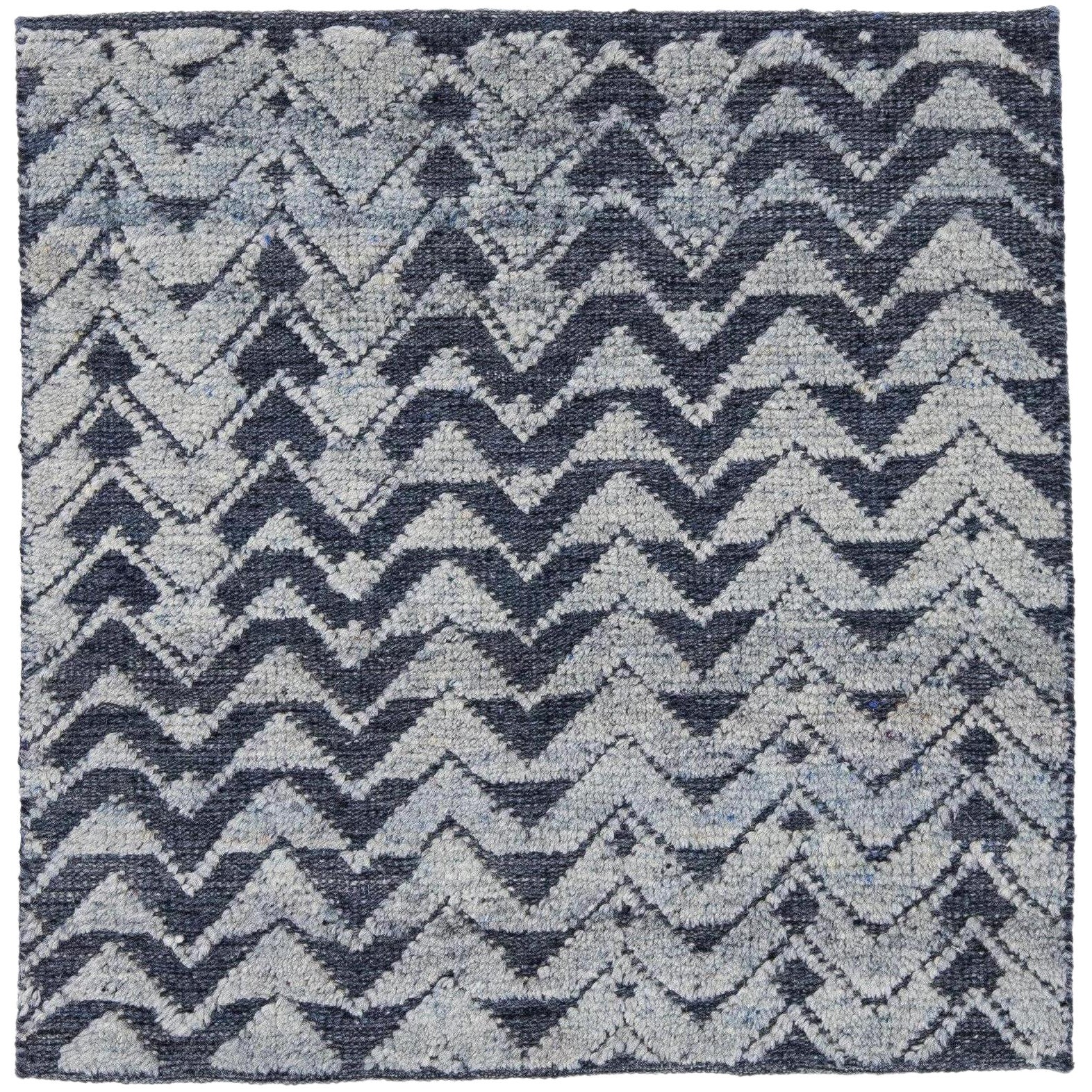 Tappeto di lana personalizzato blu geometrico in stile marocchino moderno fatto a mano
