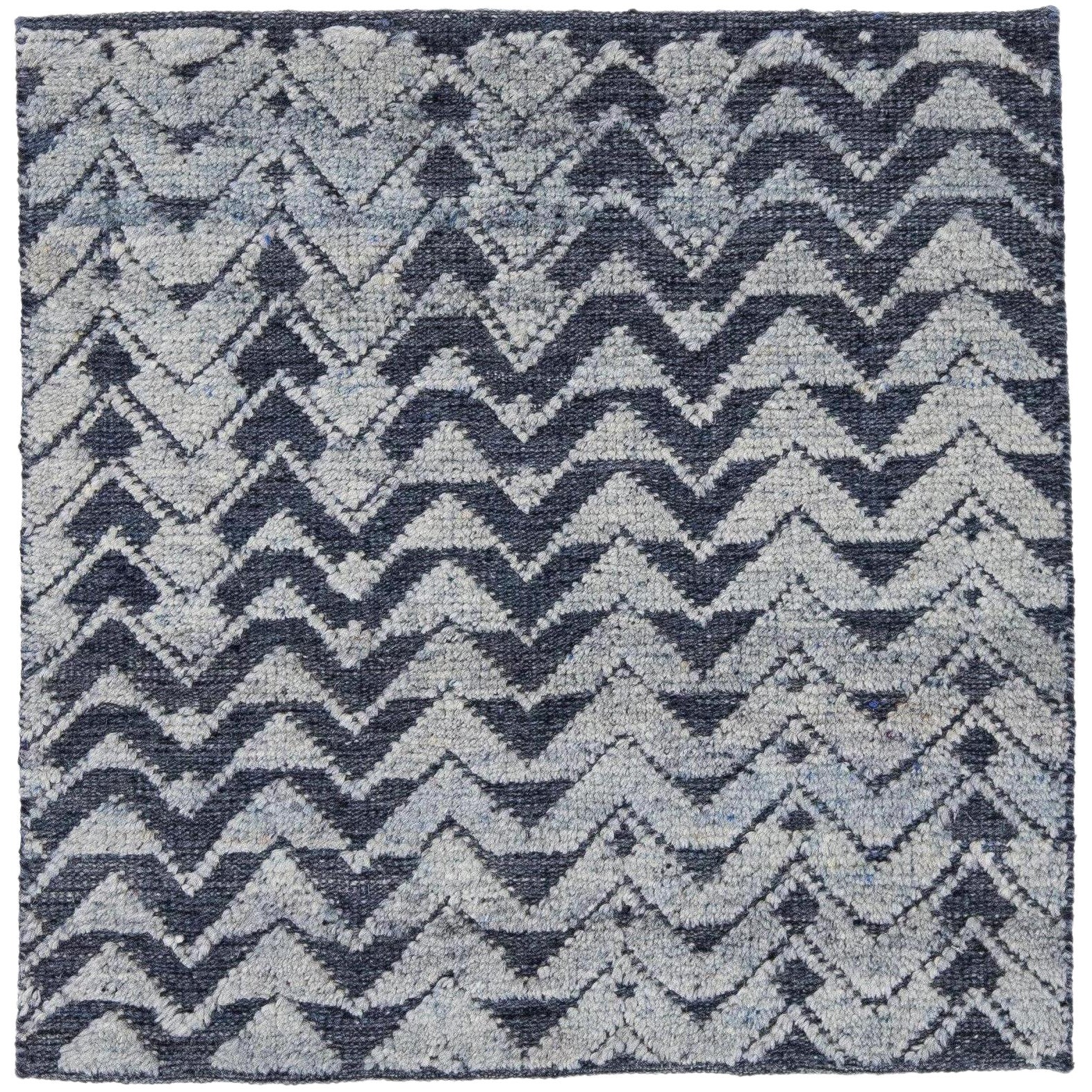 Modern Moroccan Style Handmade Blue Geometric Custom Wool Rug