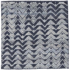 Modern Moroccan Style Handmade Blue Geometric Custom Wool Rug