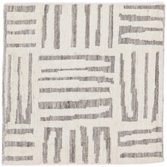 Modern Moroccan Style Handmade Ivory Abstract Custom Wool Rug