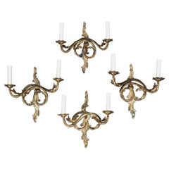 Sconce Wand Set 4 Vier Ormolu Neoklassische Messing 2 Arm Branch Acanthus Italienisch