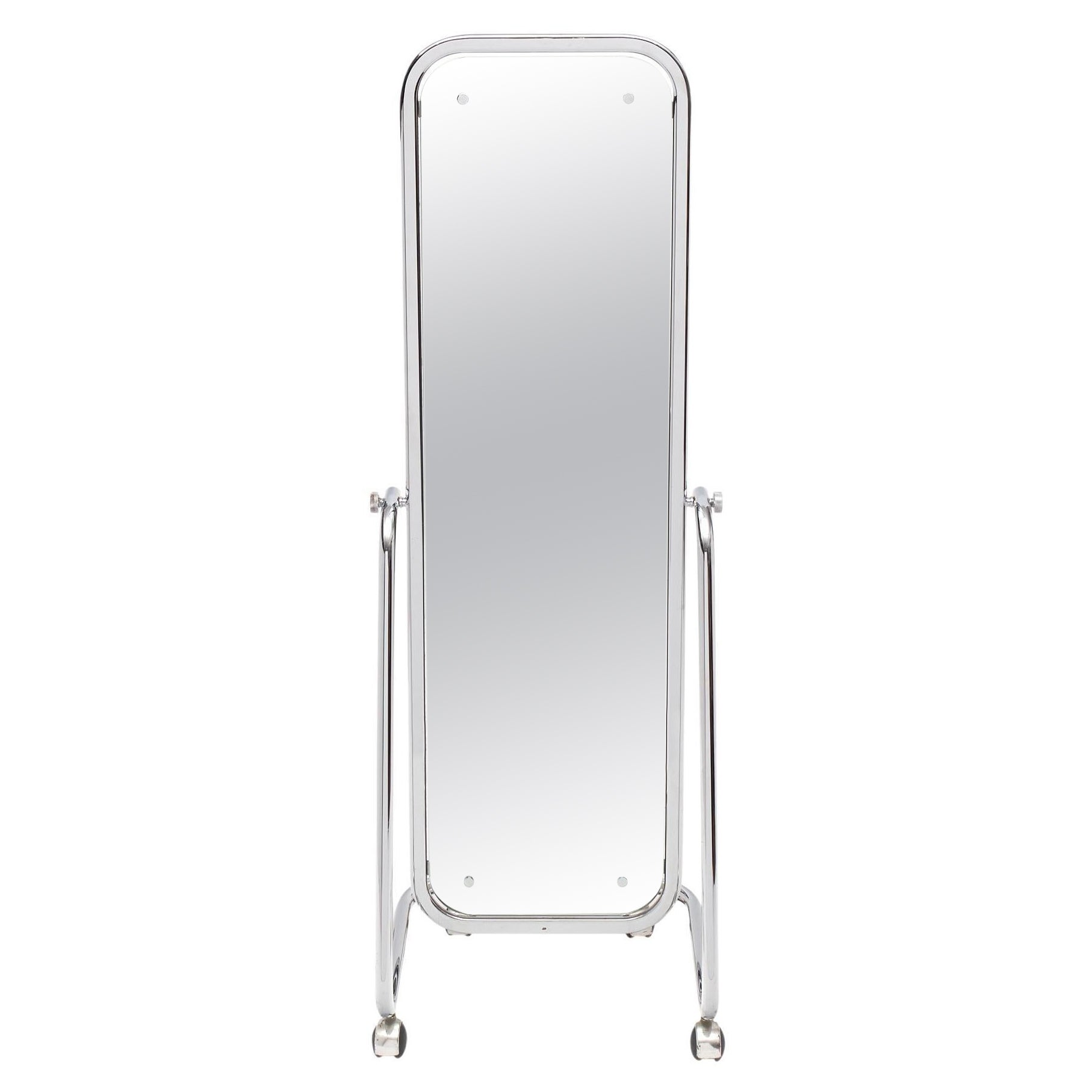 Chrome Psyche Mirror on Wheels For Sale at 1stDibs