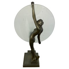 Frankart Frosted Glass Disc Lady Table Lamp