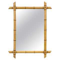 Large French Faux Bamboo Rectangular Mirror (H 34 1/4 x W 26)