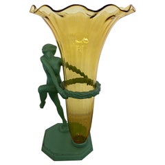 Frankart Lady Vase with Steuben Glass Model F612