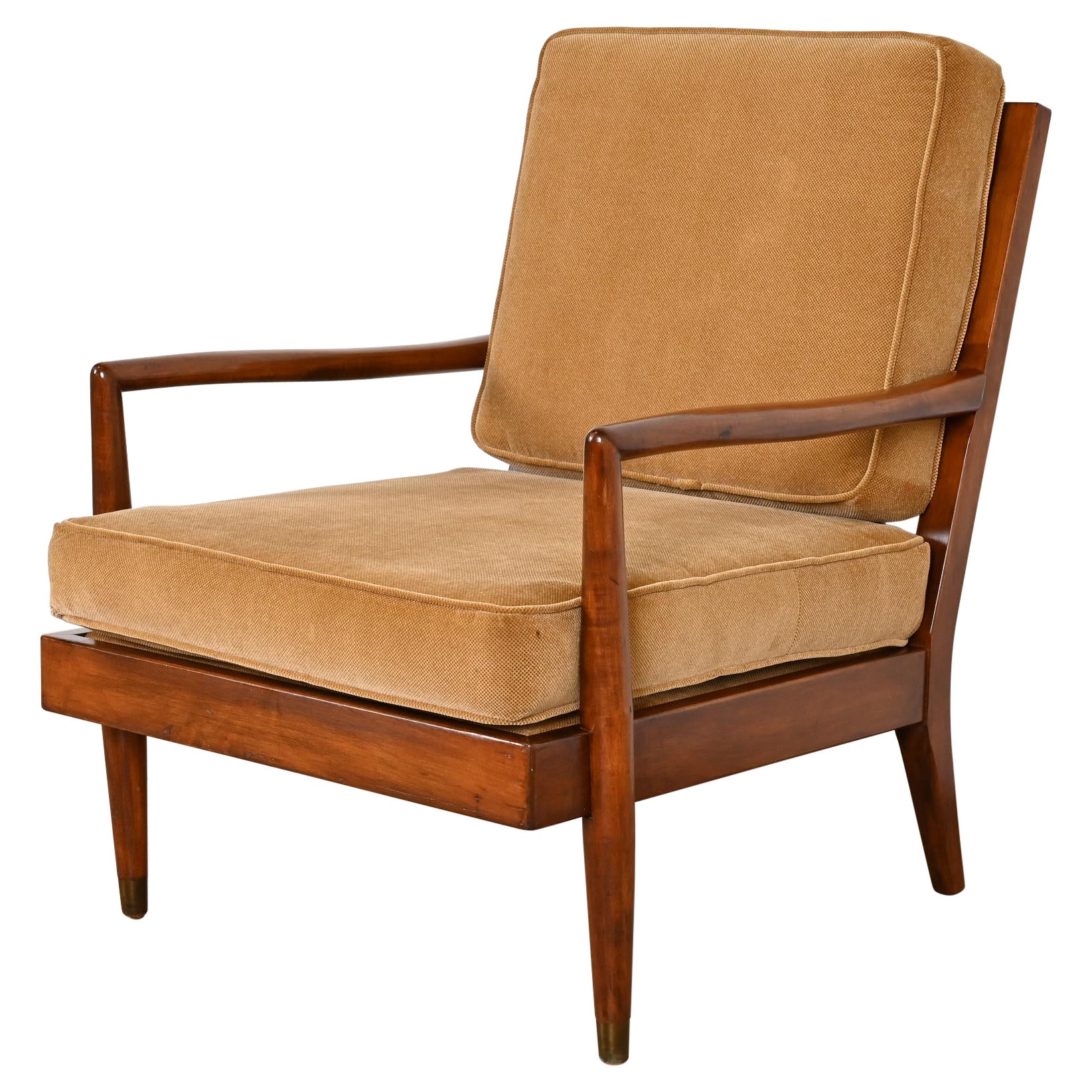 Robsjohn-Gibbings Style Mid-Century Modern Sculpted Walnut Lounge Chair For Sale