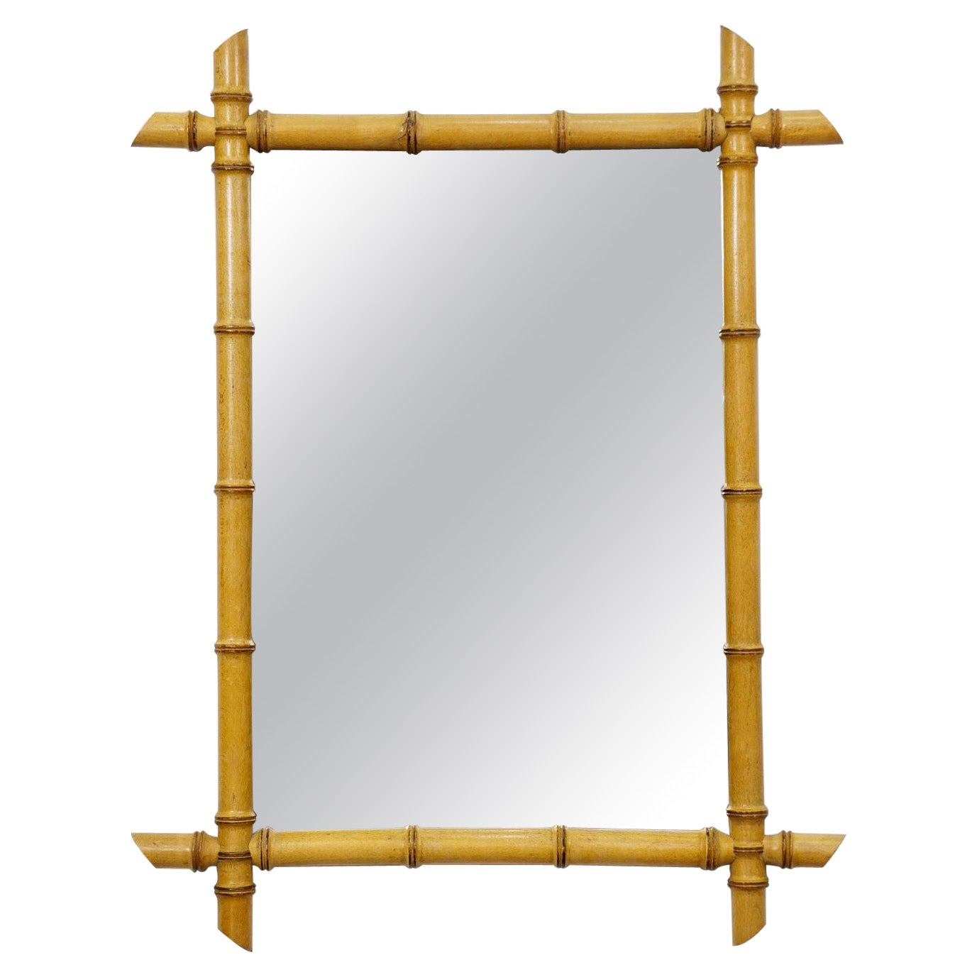 Miroir rectangulaire français en faux bambou (H 30 3/4 x L 23 1/2)