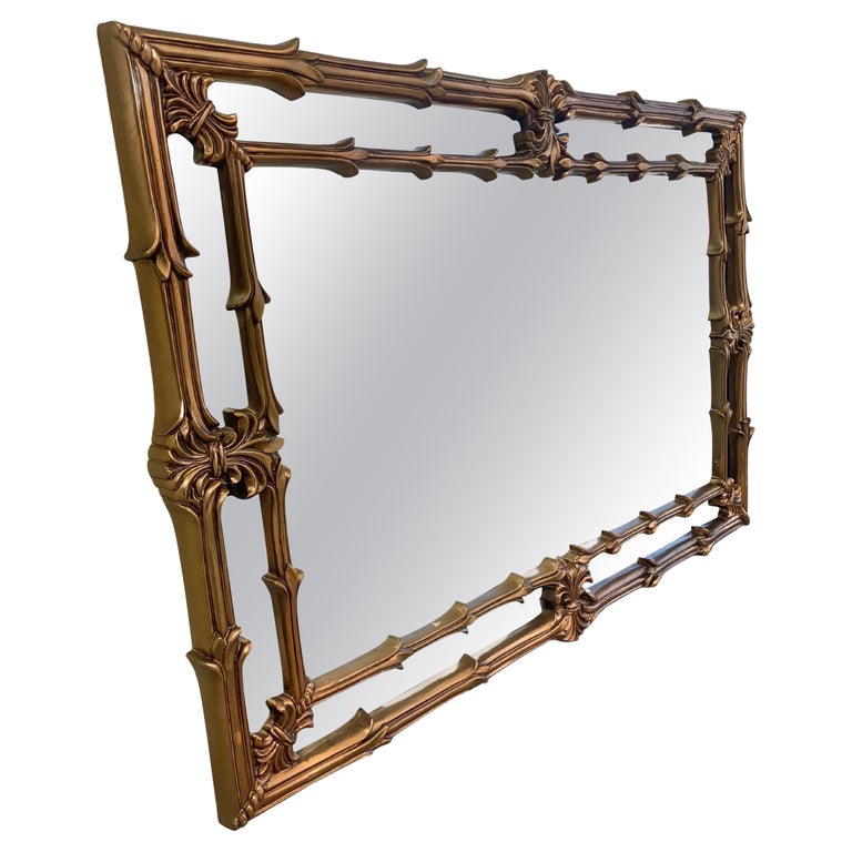 20th Century Hollywood Regency Gilt Wood Mirror Inspired by Serge Roche For Sale