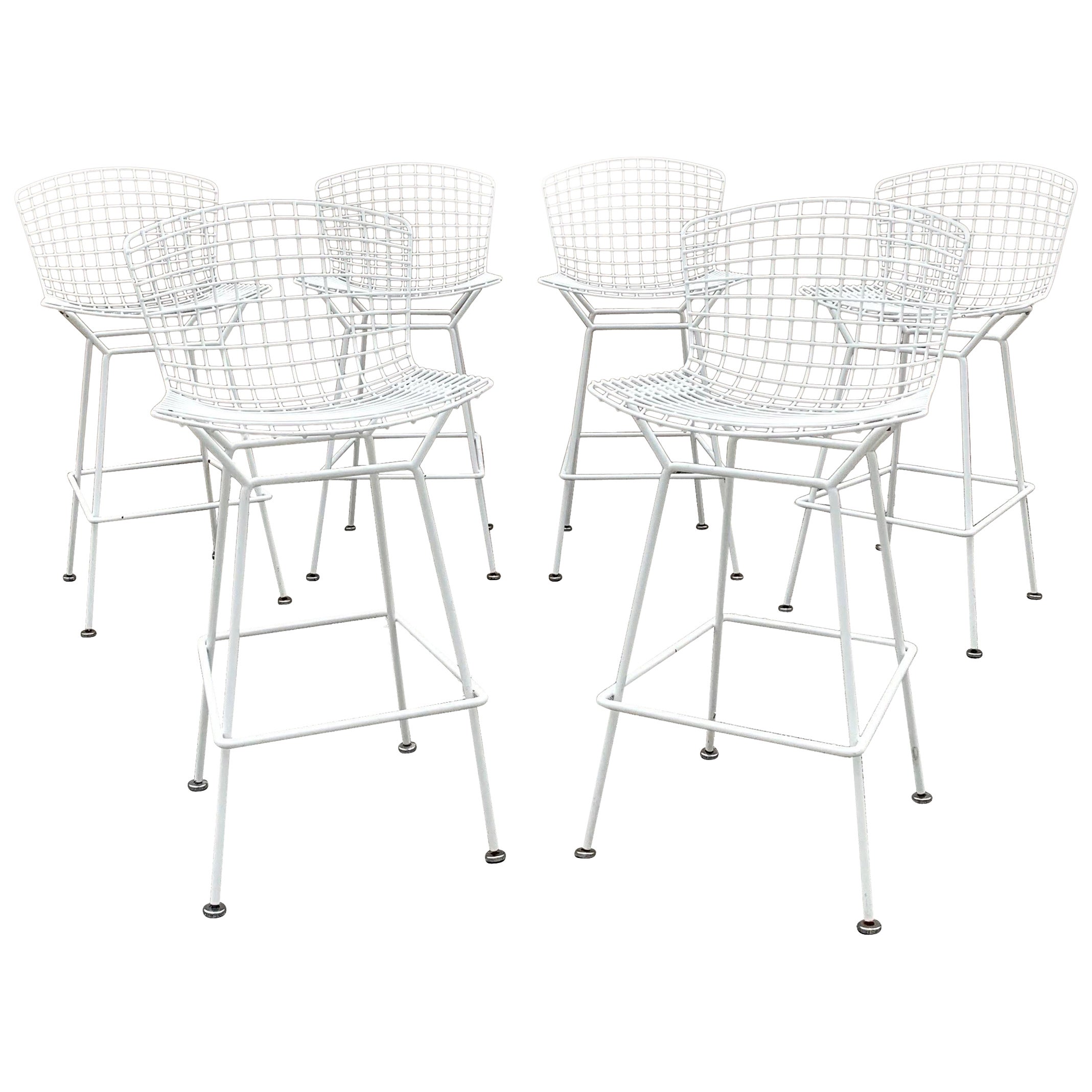 Set of 6 Harry Bertoia Bar Stools for Knoll For Sale