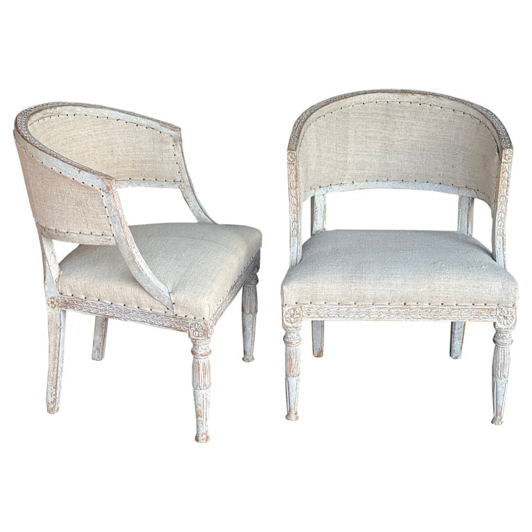 Swedish Gustavian Barrel-Back Chairs, late 18th century, offered by Bella Vita by Crystal Nichols