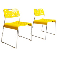 Modern metal Yellow chairs Omstak by Rodney Kinsman for Bieffeplast, 1970s