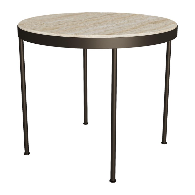 Modern Estremoz Marble Outdoor Dining Table with PowderCoated