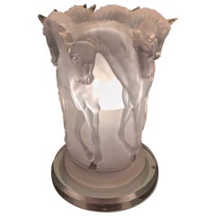 Lucite Horses Table Lamp, French Work, in the Style of Maison Lalique, 1970's