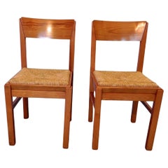 Coppia di sedie da cucina in tiglio massiccio, Anni 80, Coppia di sedie