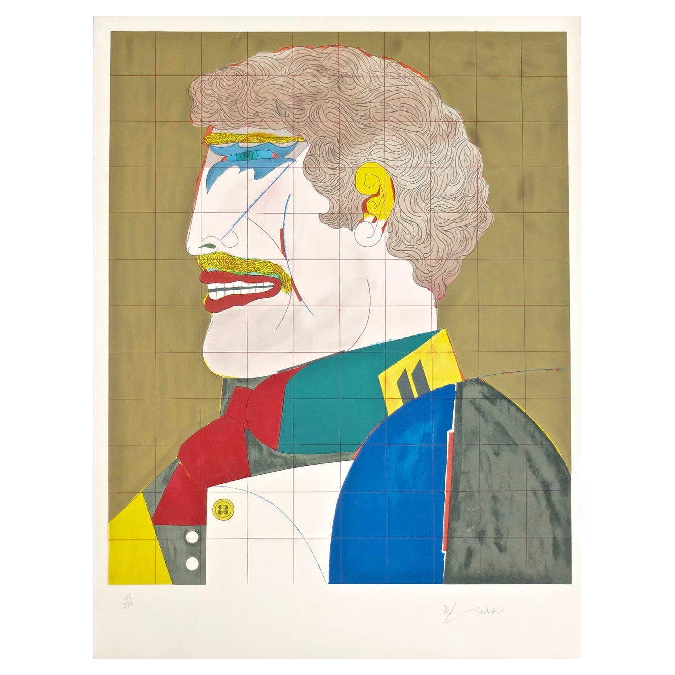 Signierte Lithographie der Pop-Art von Richard Lindner mit dem Titel „Profile“ von 1969