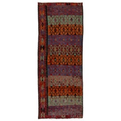 5.2x13.2 Ft Rare Retro Anatolian Kilim, FlatWoven Floor Covering, Colorful Rug