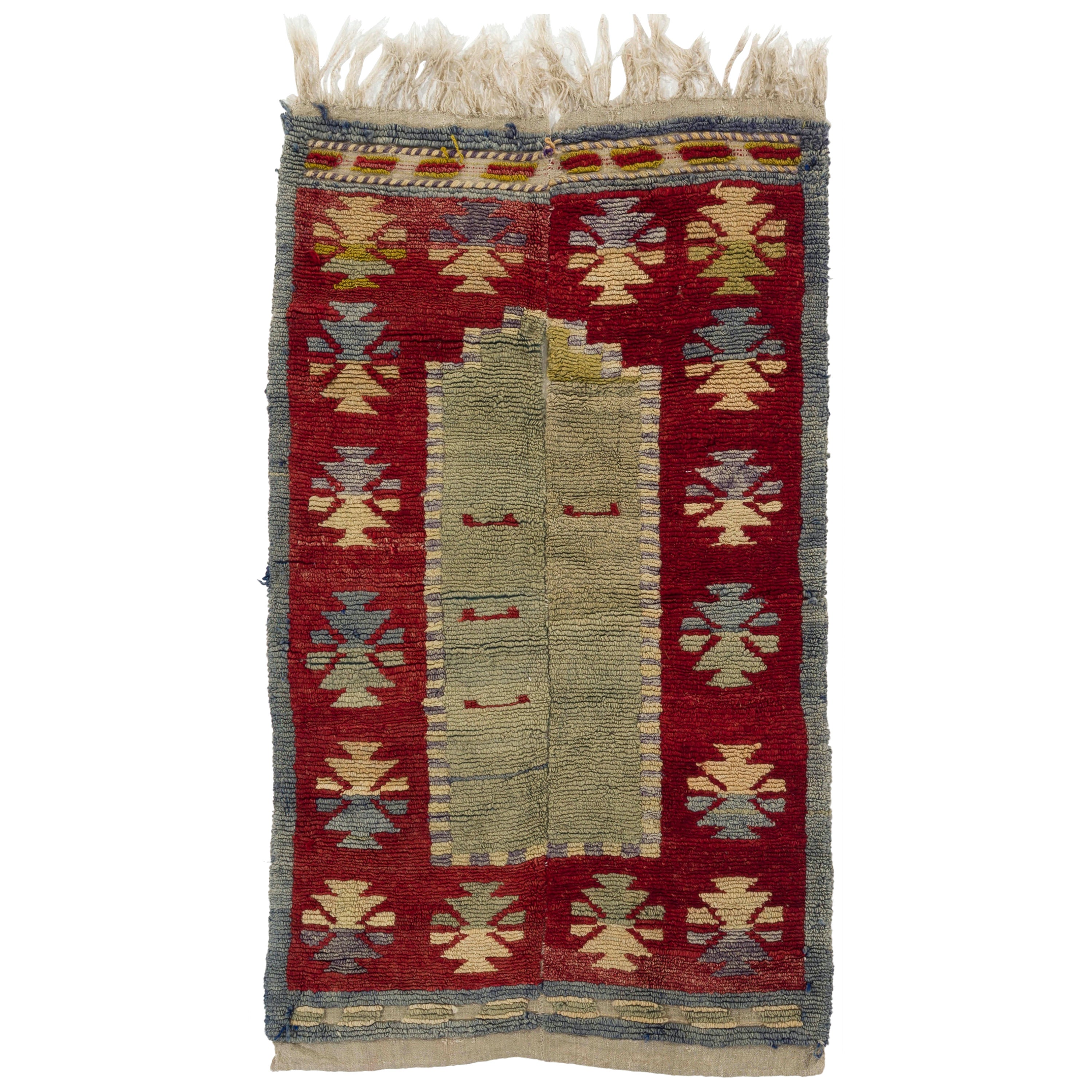 3.3x6.4 Ft One-of-a-Kind Vintage Handmade Turkish Tulu Accent Rug Made of Wool For Sale