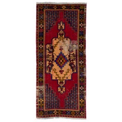 3.6x8 Ft Handmade Vintage Oriental Rug, Distressed Wool Carpet Floor Covering