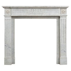 Antique Carrara White Marble Fireplace