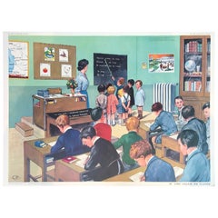 1960s School Poster in the Class by Rossignol, France