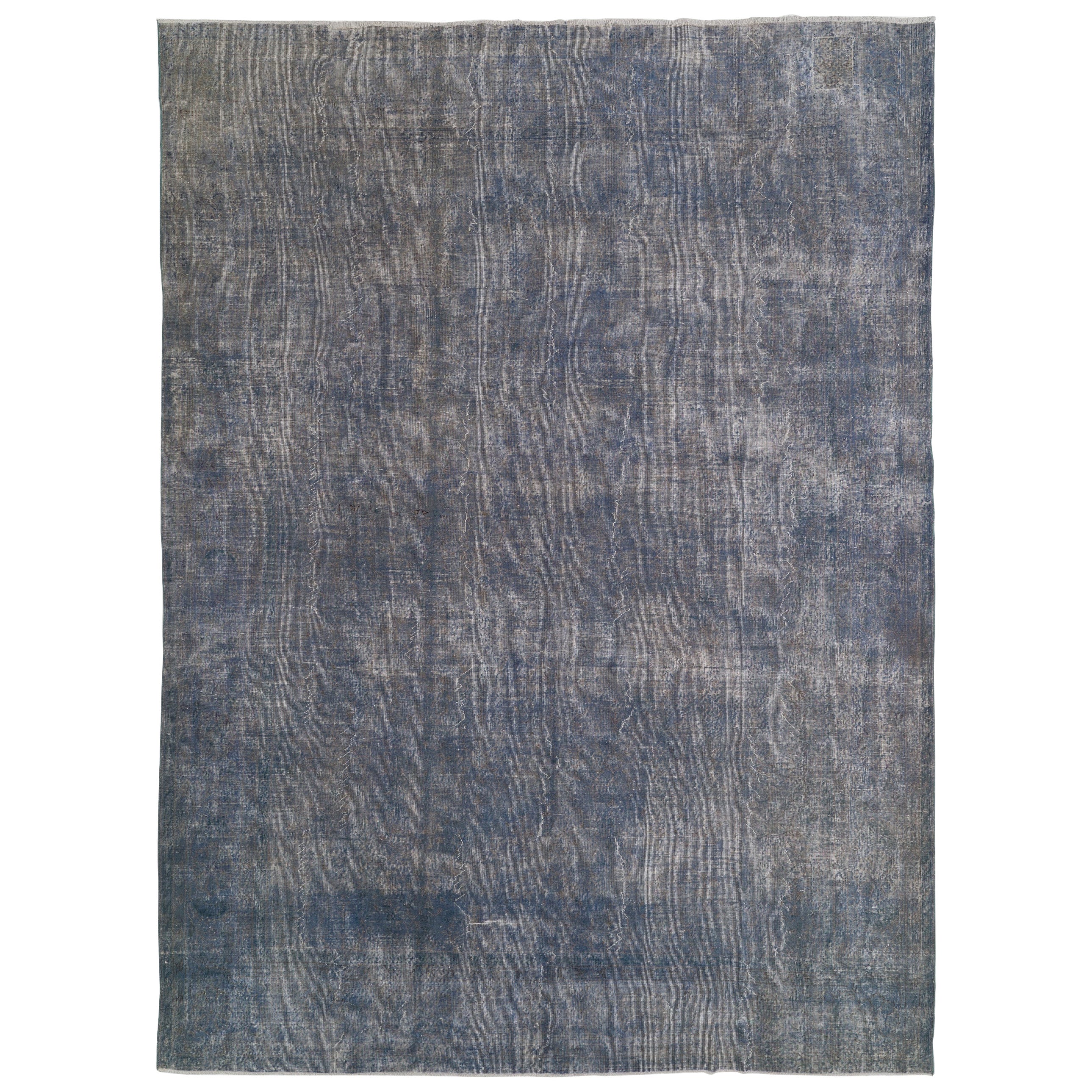 10x13 Ft Hand Knotted Vintage Turkish Large Rug, Light Blue Modern Wool Carpet For Sale
