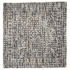 Modern Moroccan Style Handmade Abstract Custom Ivory Wool Rug