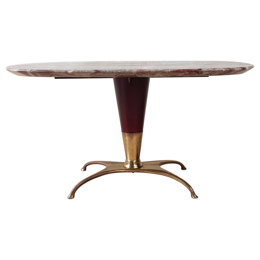 Mid-Century Italian Brass and Marble Coffee Table, 1950s