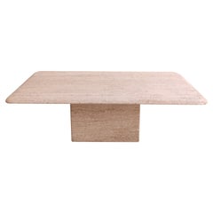 Retro Rectangular Travertine Table, Roche Bobois, 1970