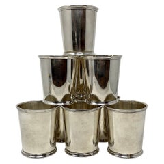 Set of 10 Used American Sterling Silver Mint Julep Cups, Circa 1930's-1940's.