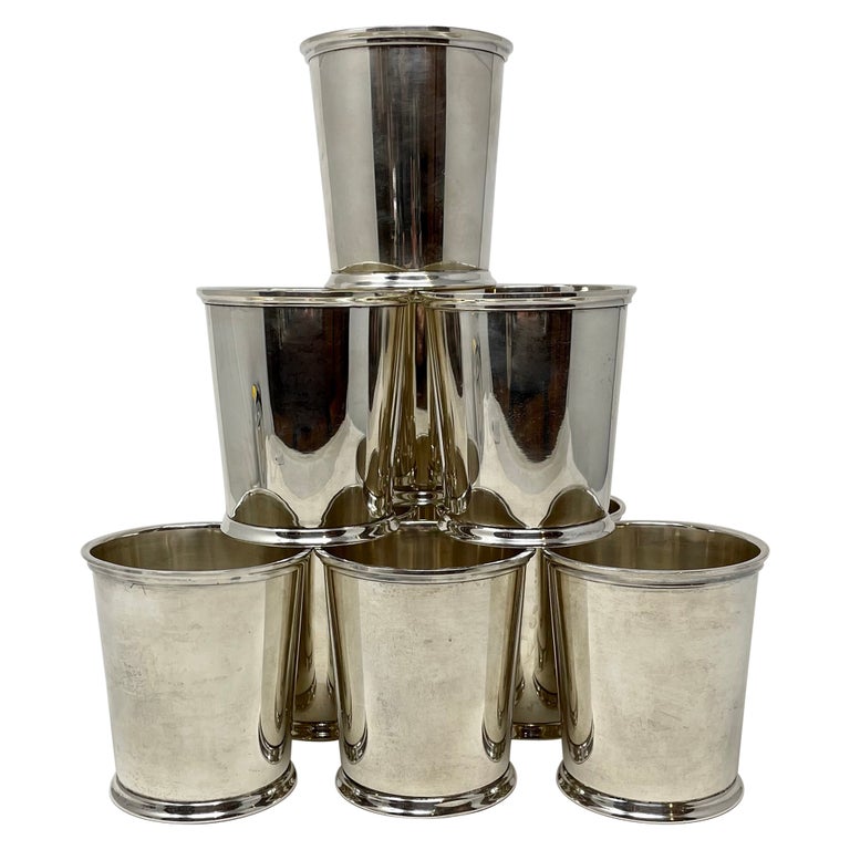 Set of 10 Antique American Sterling Silver Mint Julep Cups, Circa 1930