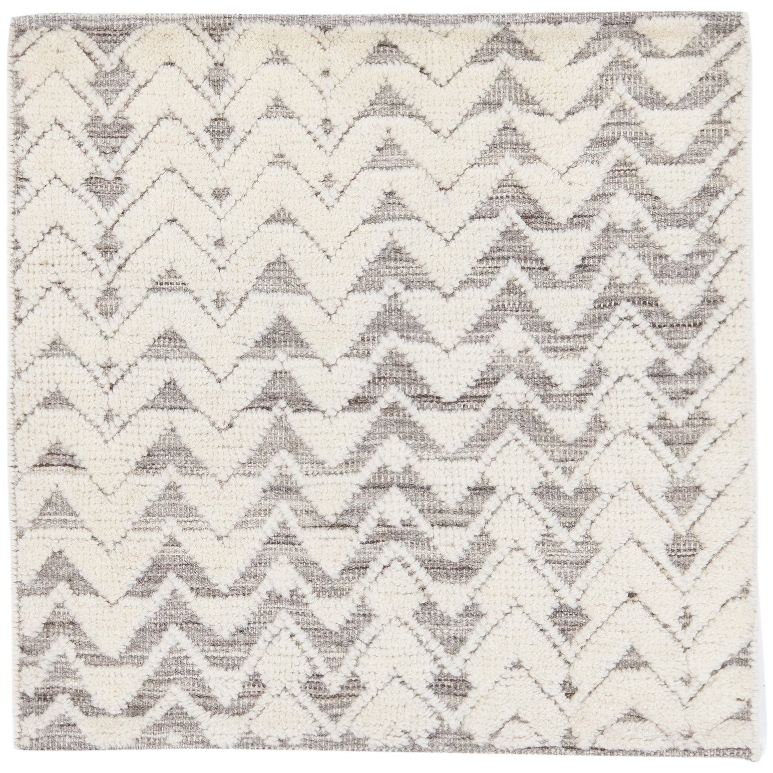 Modern Moroccan Style Handmade Ivory Geometric Custom Wool Rug For Sale