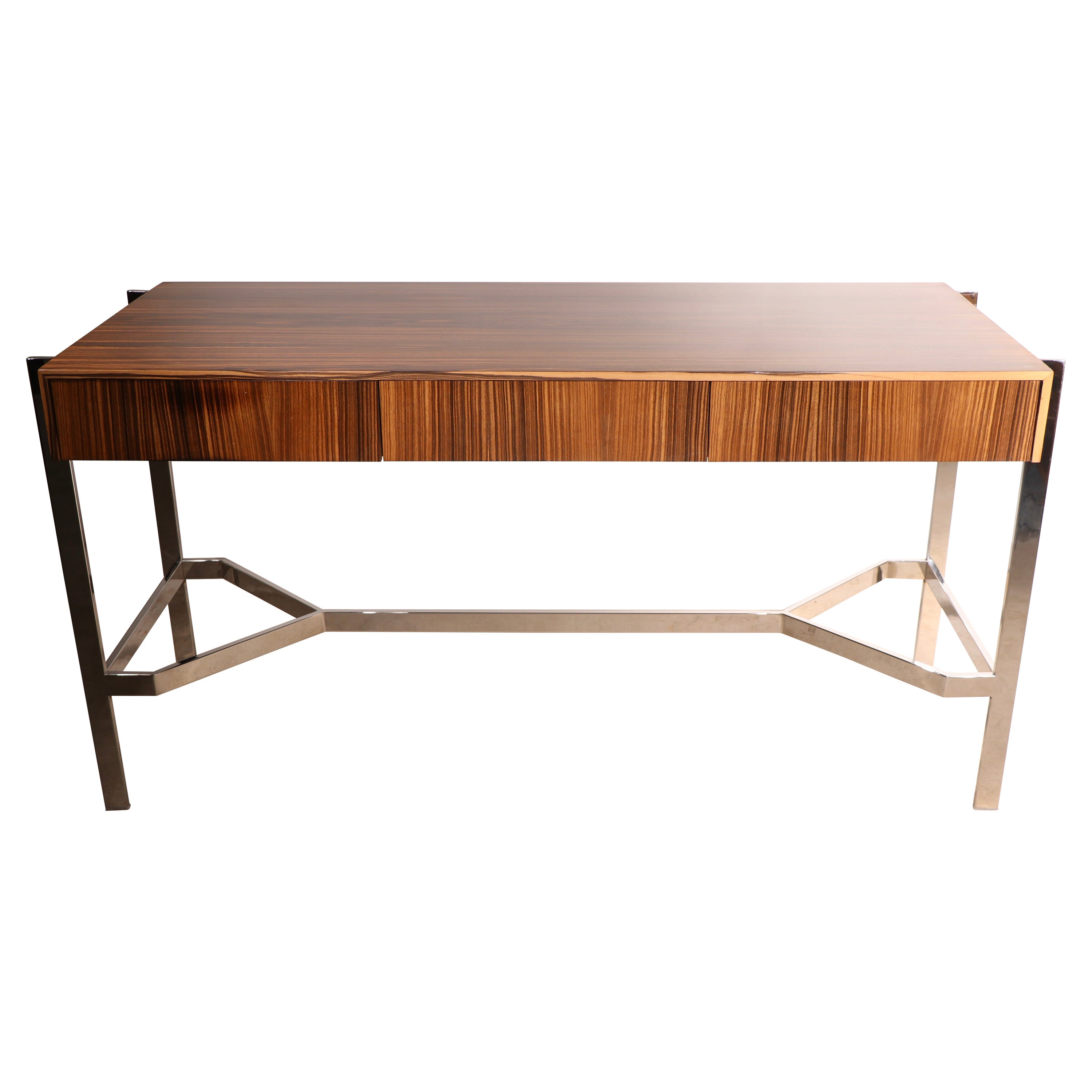 Zebra Wood and Chrome Writing Desk, ca. 1970’s