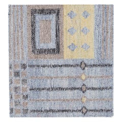 Tappeto in lana blu personalizzato, moderno e in stile svedese, tessuto a mano